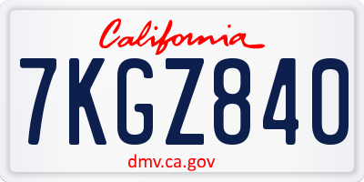 CA license plate 7KGZ840