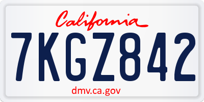 CA license plate 7KGZ842