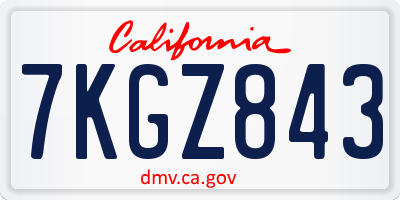 CA license plate 7KGZ843