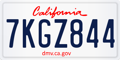 CA license plate 7KGZ844