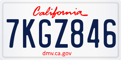 CA license plate 7KGZ846