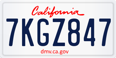 CA license plate 7KGZ847
