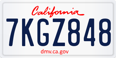 CA license plate 7KGZ848