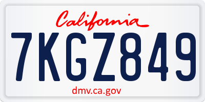 CA license plate 7KGZ849
