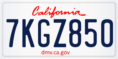 CA license plate 7KGZ850