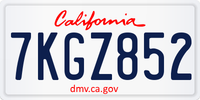 CA license plate 7KGZ852