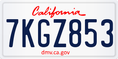 CA license plate 7KGZ853