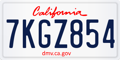 CA license plate 7KGZ854