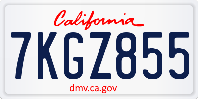 CA license plate 7KGZ855