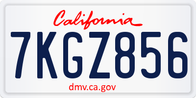 CA license plate 7KGZ856