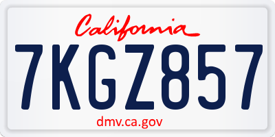 CA license plate 7KGZ857