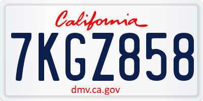 CA license plate 7KGZ858