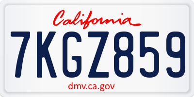 CA license plate 7KGZ859