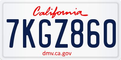 CA license plate 7KGZ860