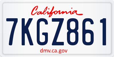 CA license plate 7KGZ861