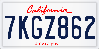 CA license plate 7KGZ862