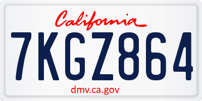 CA license plate 7KGZ864