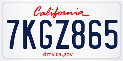 CA license plate 7KGZ865