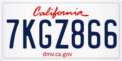 CA license plate 7KGZ866