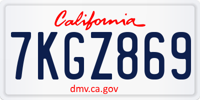 CA license plate 7KGZ869