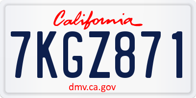 CA license plate 7KGZ871