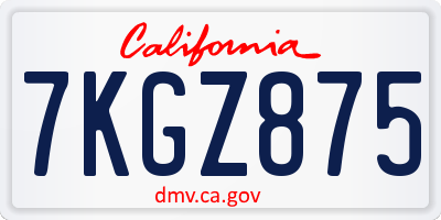 CA license plate 7KGZ875