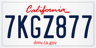 CA license plate 7KGZ877