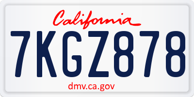 CA license plate 7KGZ878