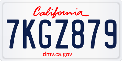 CA license plate 7KGZ879