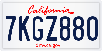 CA license plate 7KGZ880