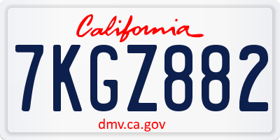 CA license plate 7KGZ882