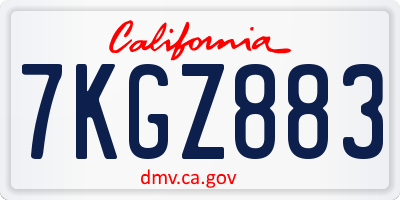 CA license plate 7KGZ883