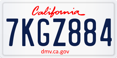 CA license plate 7KGZ884