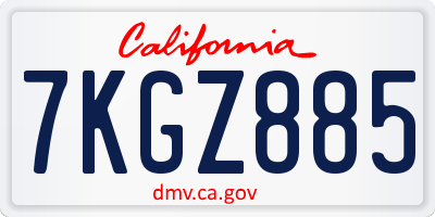 CA license plate 7KGZ885