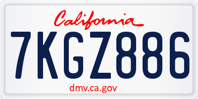CA license plate 7KGZ886