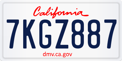 CA license plate 7KGZ887