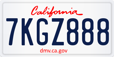 CA license plate 7KGZ888