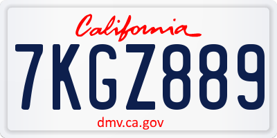 CA license plate 7KGZ889