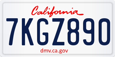 CA license plate 7KGZ890