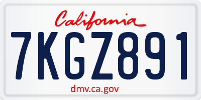 CA license plate 7KGZ891