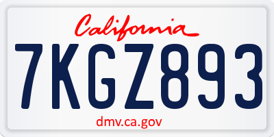 CA license plate 7KGZ893