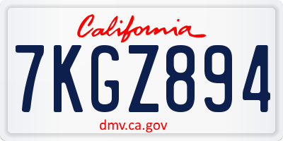 CA license plate 7KGZ894