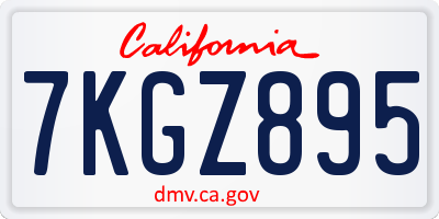 CA license plate 7KGZ895
