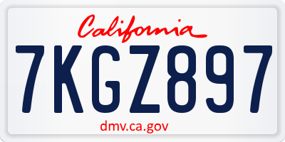 CA license plate 7KGZ897
