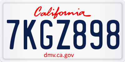 CA license plate 7KGZ898