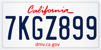CA license plate 7KGZ899
