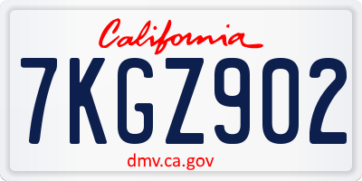 CA license plate 7KGZ902