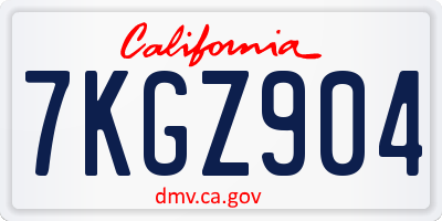 CA license plate 7KGZ904