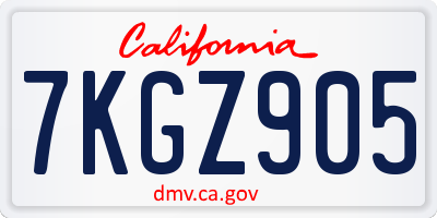 CA license plate 7KGZ905