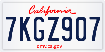 CA license plate 7KGZ907